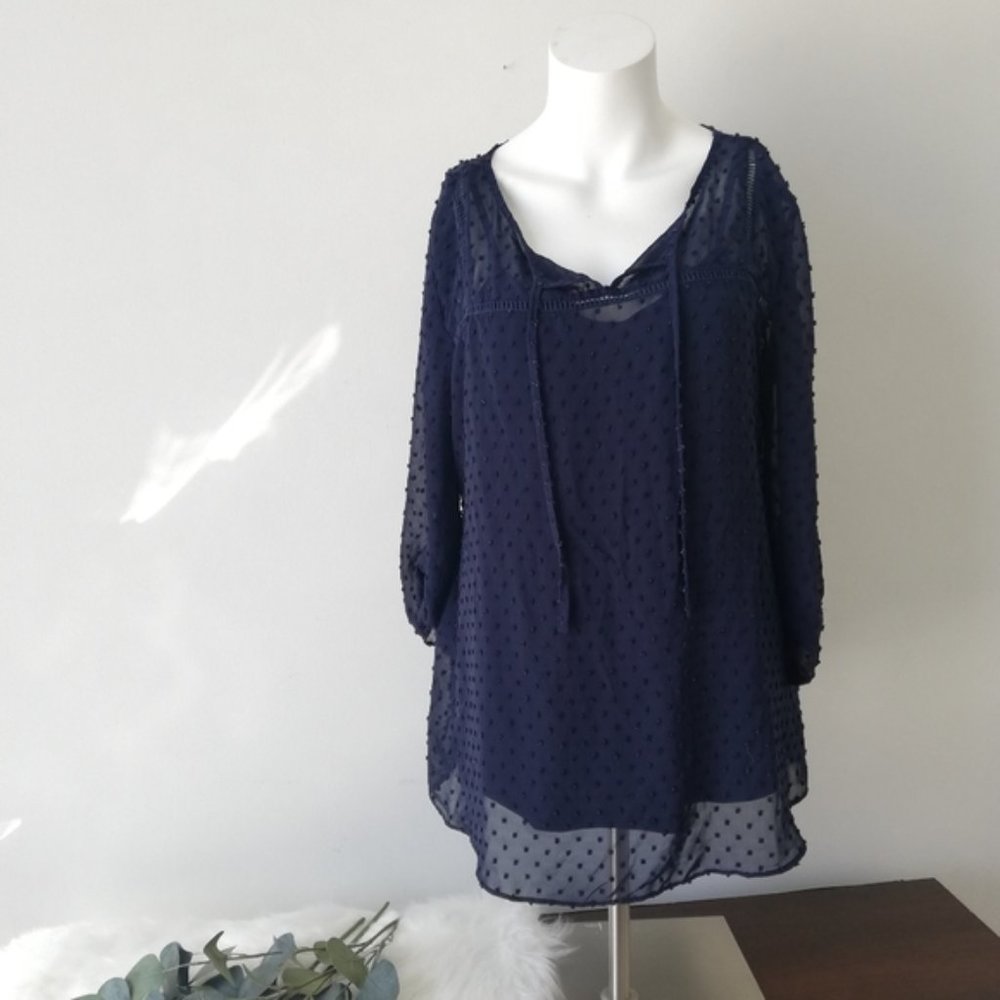 Motherhood Sz L Nazy 3/4 Sleeve Textured Blouse